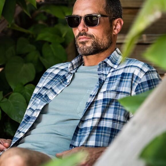 Line of Trade The‎ Wellfleet Madras Shirt Ocean Blue 2XL NWT in packaging - Picture 4 of 9